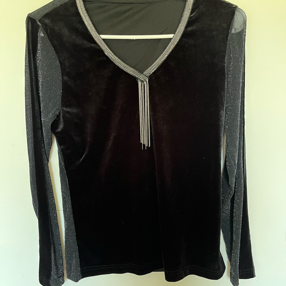 Elegant Black and Silver Women's Top